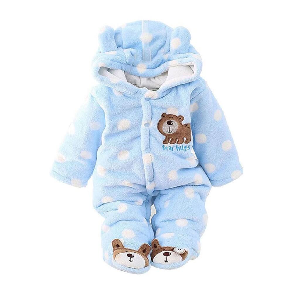 New: Baby‎ Bear Fleece Jumpsuit/Hooded Footie Outerwear (0-3 months)